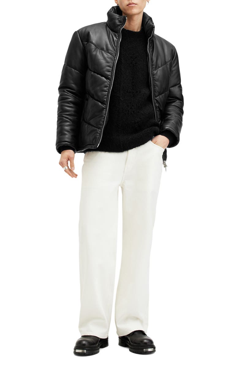 AllSaints Raya Leather Puffer Jacket, Alternate, color, 