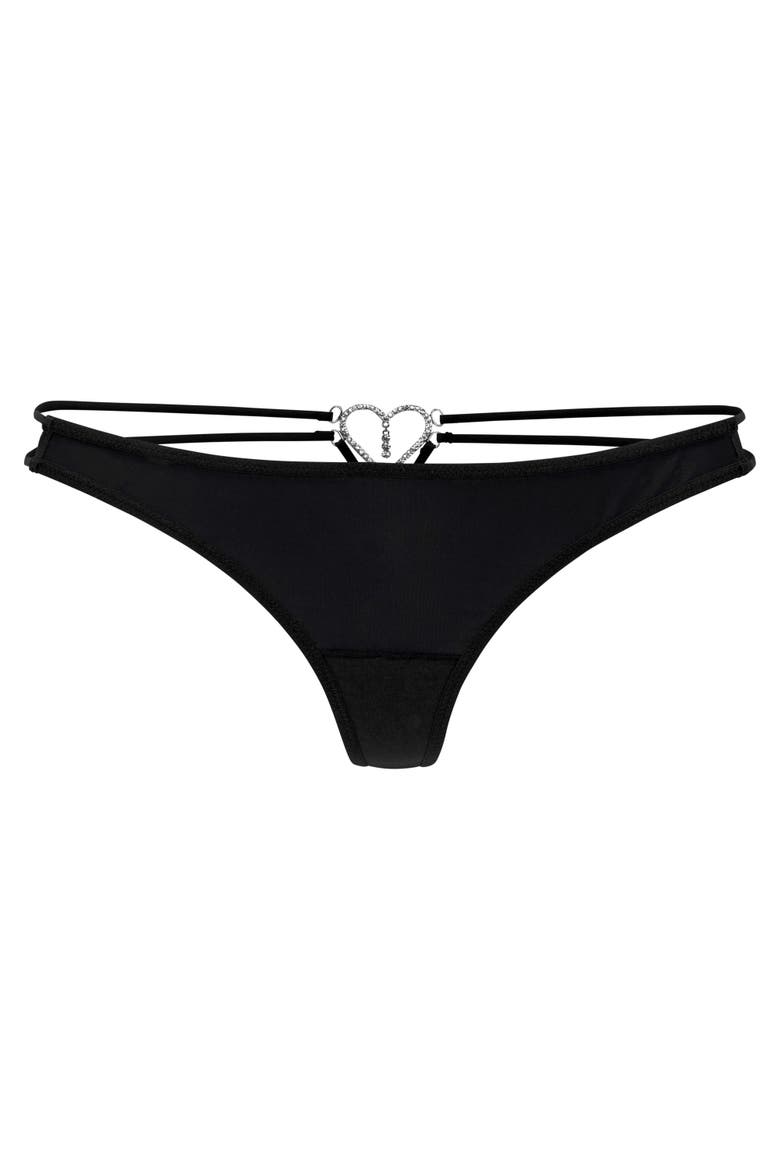 Strappy Heart Thong, Alternate, color, Black