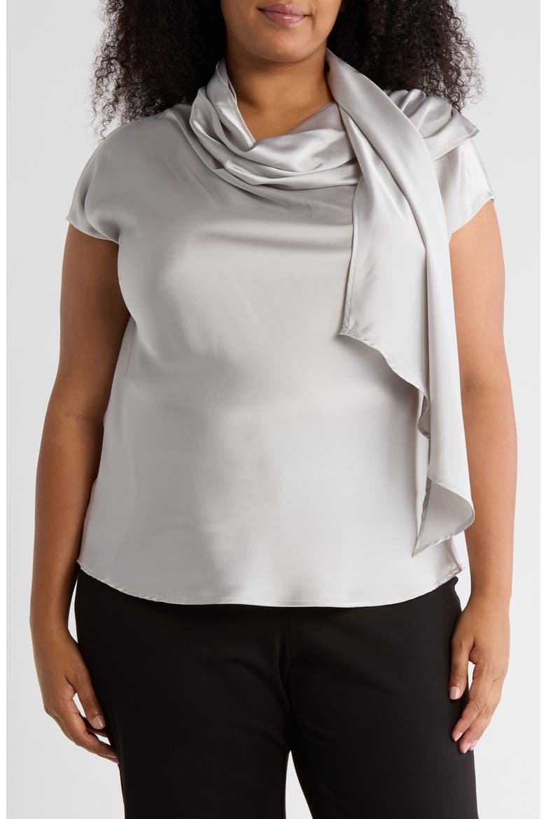 Satin Scarf Top, Main, color, SILVER
