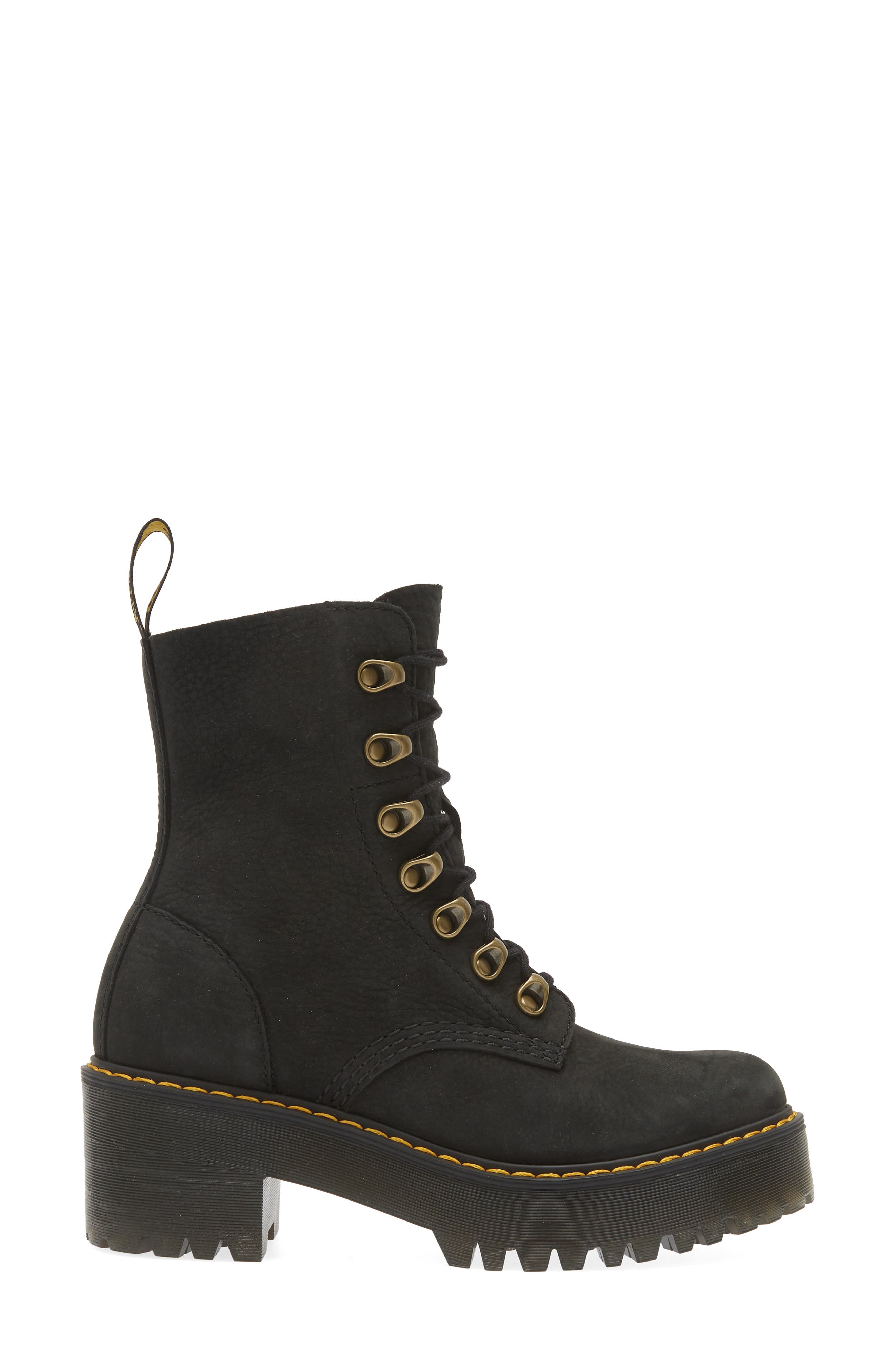 Dr. Martens Leona Combat Boot, Alternate, color, Black