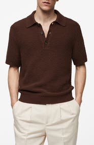 MANGO Braided Knit Polo