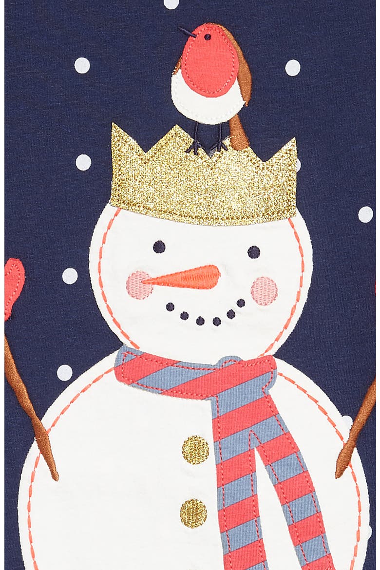 Festive Appliqué Jersey Dress, Alternate, color, SCHOOL NAVY SNOWMAN
