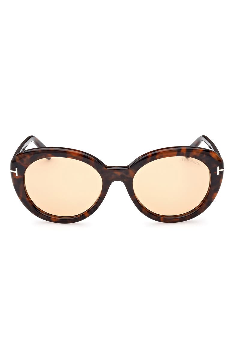 TOM FORD Lily-02 55mm Tinted Cat Eye Sunglasses, Main, color, Dark Havana / Brown