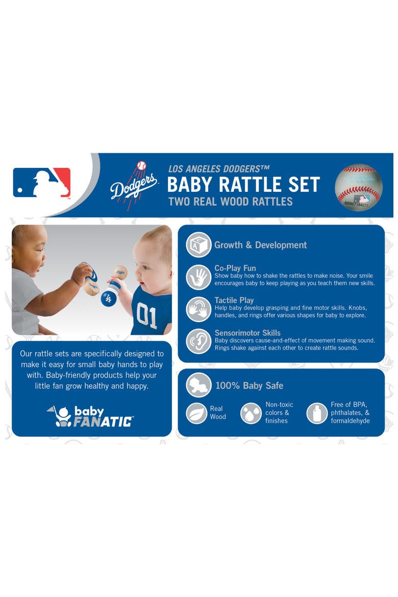Los Angeles Dodgers Baby Rattles 2-Pack, Alternate, color, Multicolor