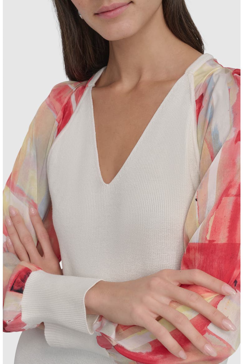 Mixed Media Sweater, Alternate, color, IVORY/PANE