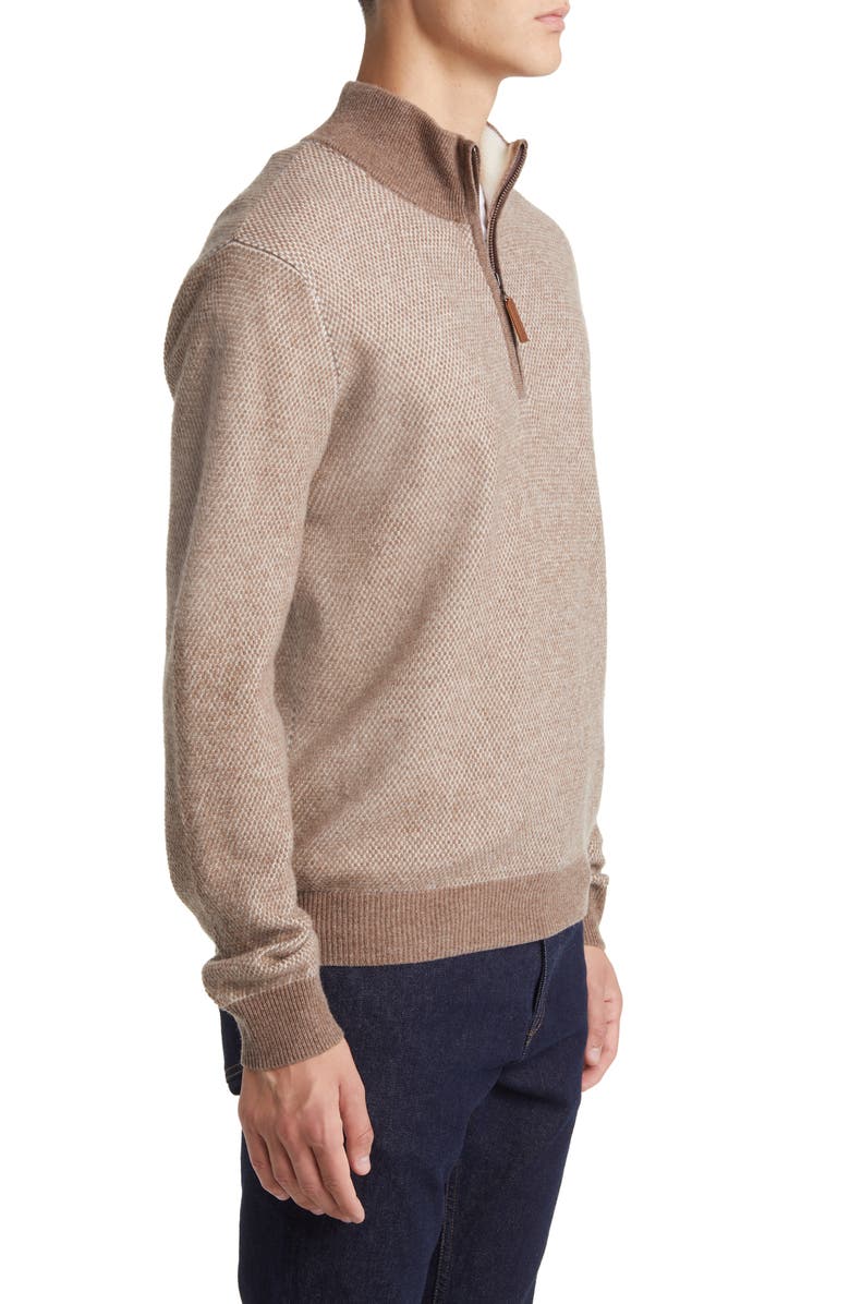 Lorenzo Uomo Merino Wool & Cashmere Bird's Eye Sweater, Alternate, color, Camel