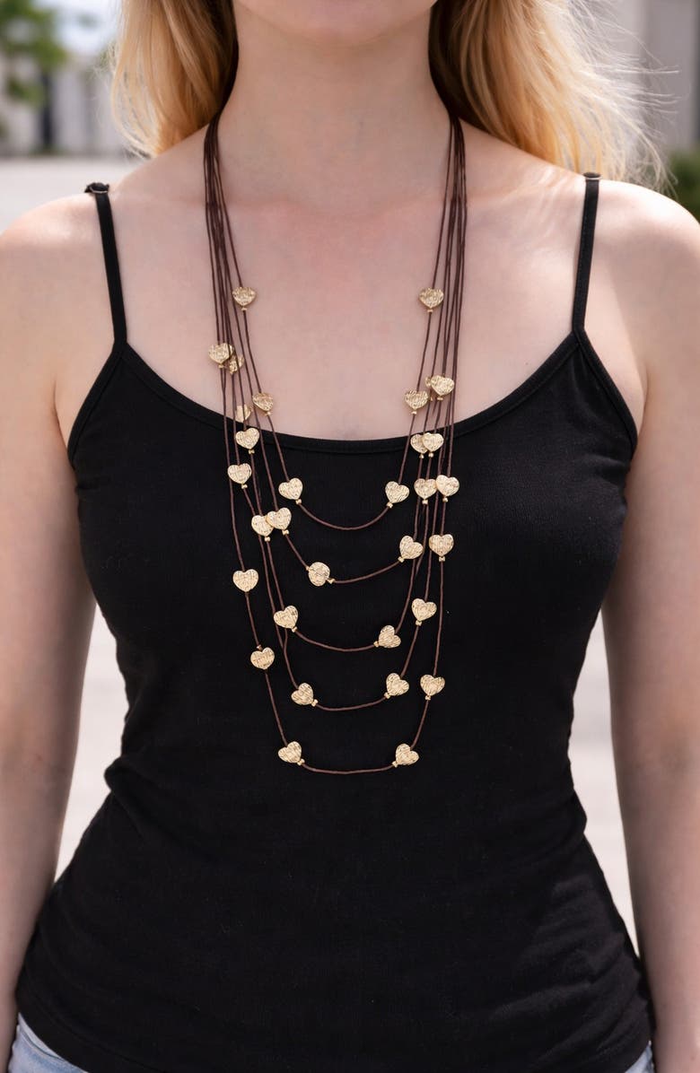 EYE CANDY LOS ANGELES Heart Layered Necklace, Alternate, color, Gold