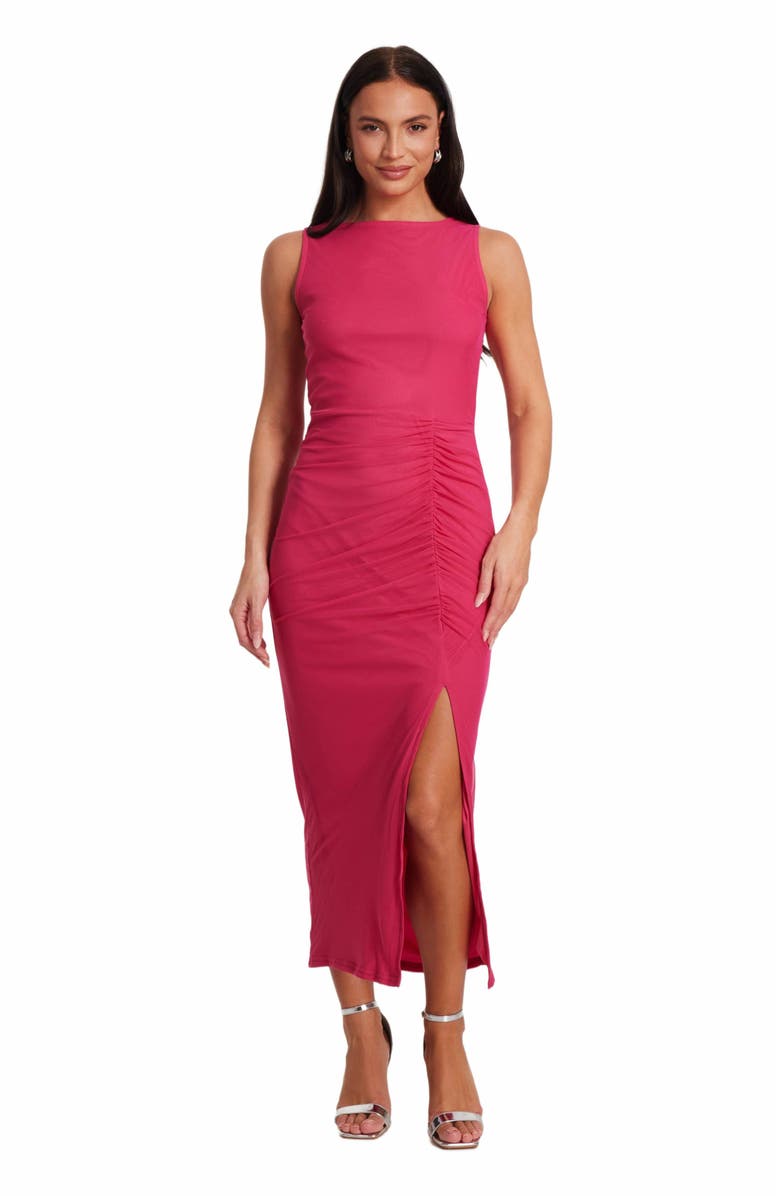 QUIZ Mesh Round Neck Maxi Dress, Main, color, 