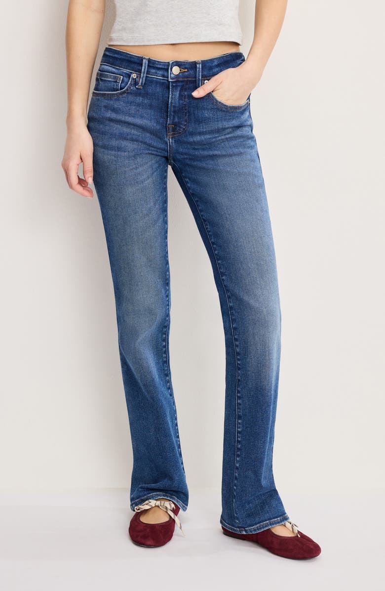 Good American Low Rise Slim Bootcut Jeans, Alternate, color, Indigo1218