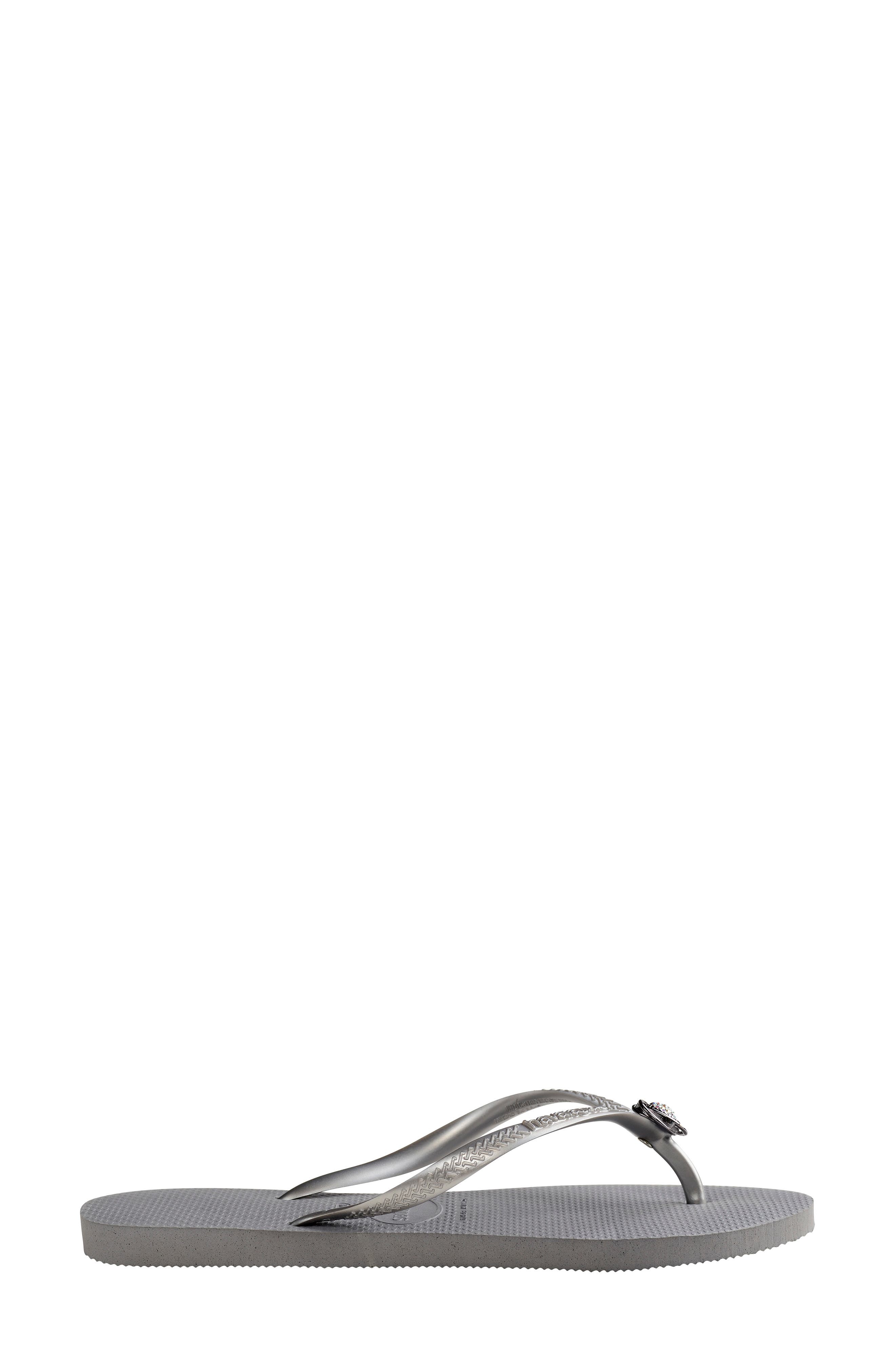 Slim Crystal Rings Flip Flop, Alternate, color, STEEL GREY