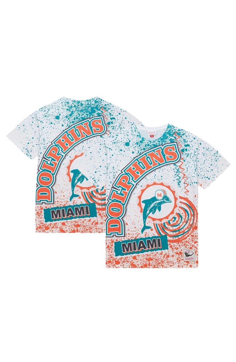 Mitchell & Ness Men's Mitchell & Ness White Miami Dolphins Team Burst Sublimated T-Shirt, Alternate, color, 