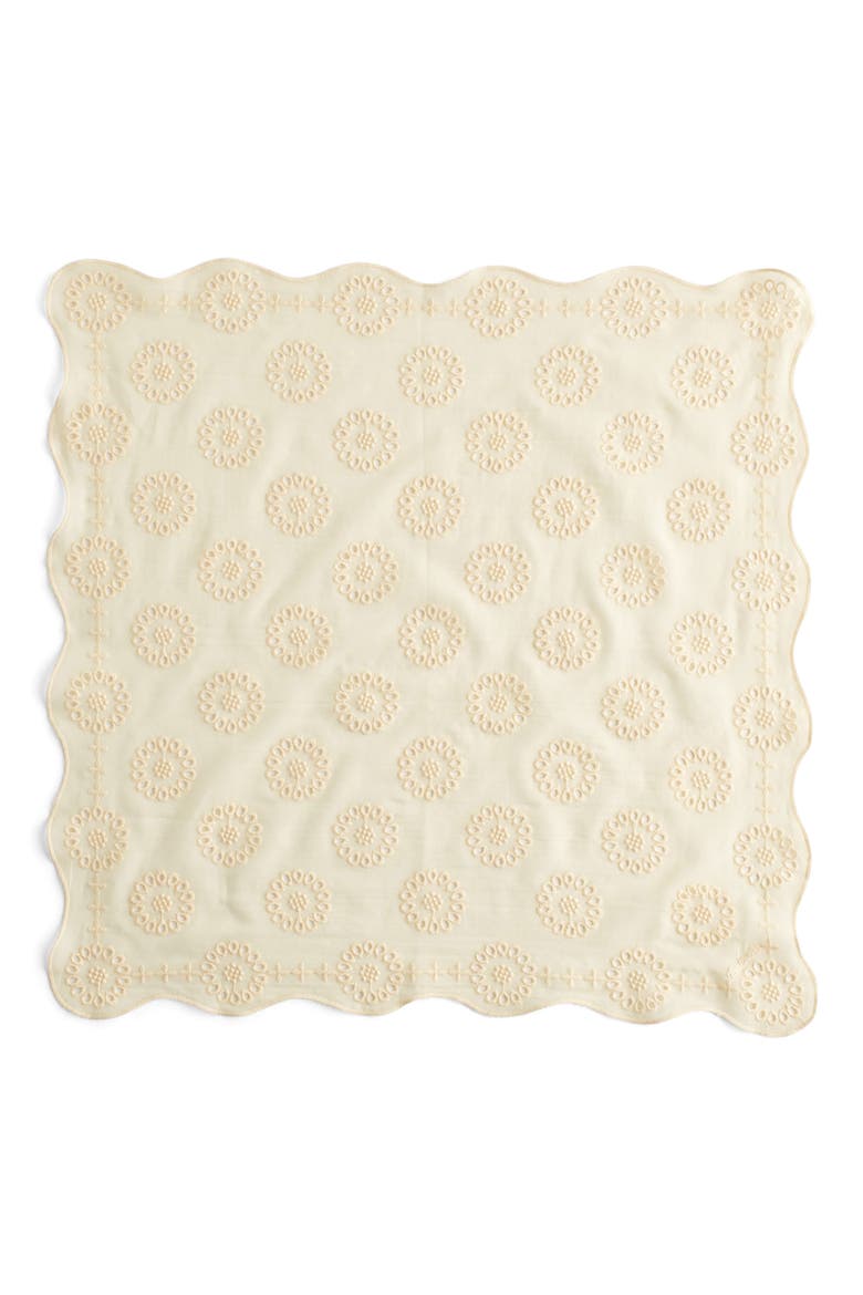Embroidered Floral Eyelet Organic Cotton Bandana, Alternate, color, VANILLA