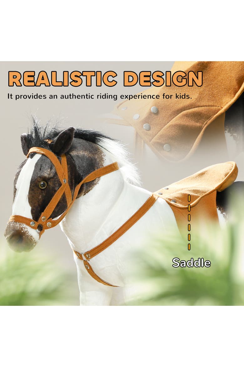 Kids Ride-on Horse, Stuffed, Neighing Sound, Padding, Alternate, color, Brown