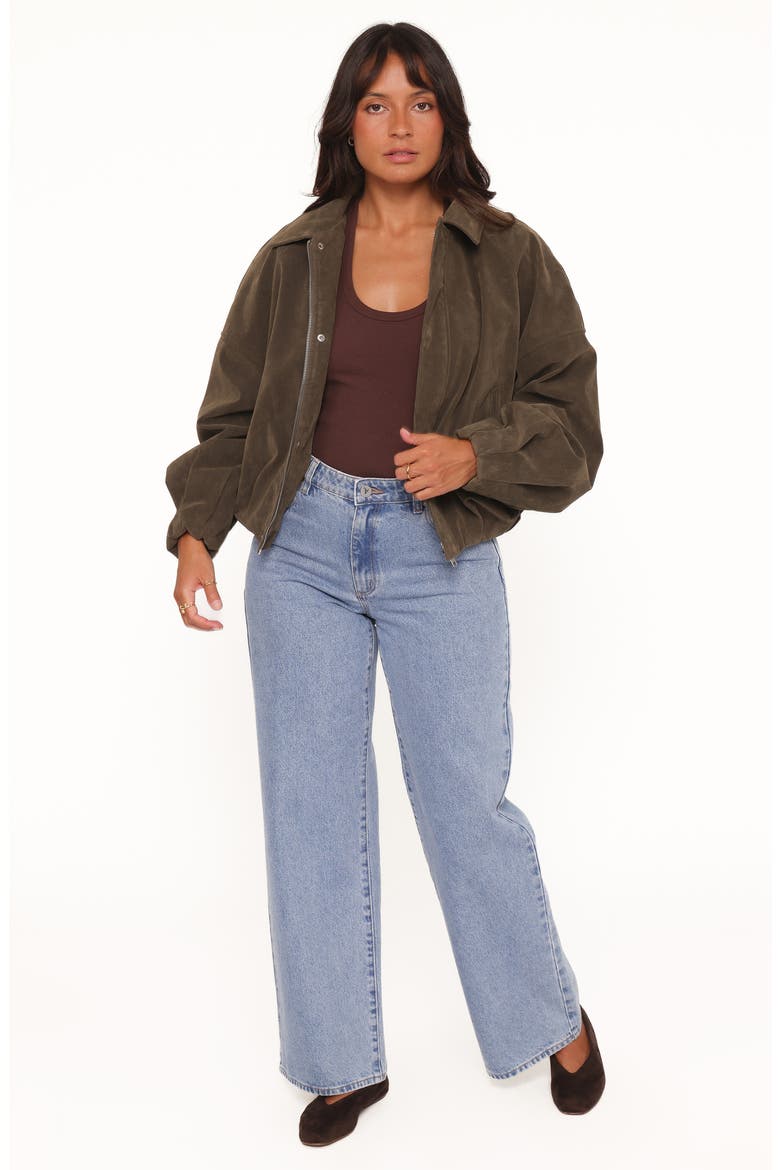 Jensen Faux Suede Bomber Jacket, Alternate, color, OLIVE