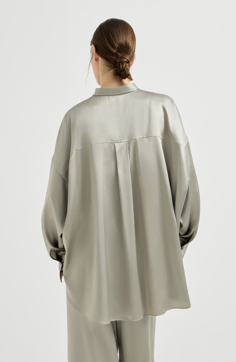 Brunello Cucinelli Mandarin-collar shirt, Alternate, color, Olive