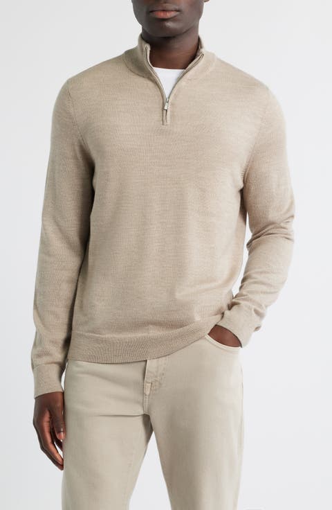 Washable Italian Merino Wool Quarter Zip Sweater