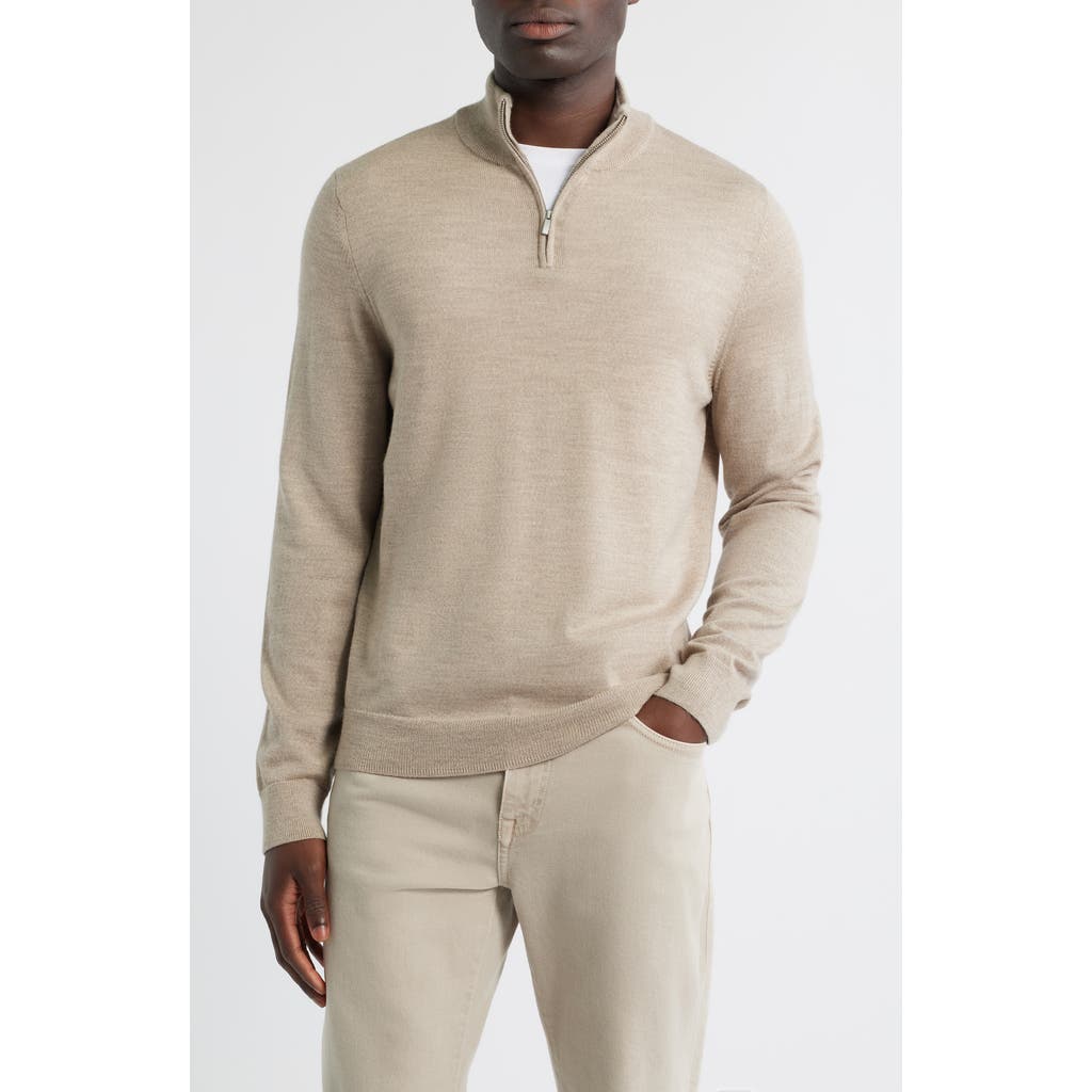 Nordstrom Washable Italian Merino Wool Quarter Zip Sweater In Neutral