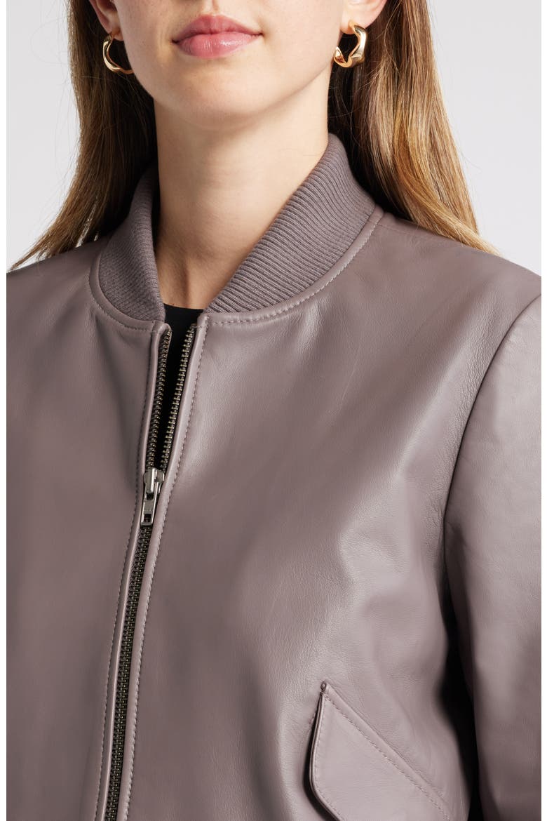 Leather Bomber Jacket, Alternate, color, GREY PLUM