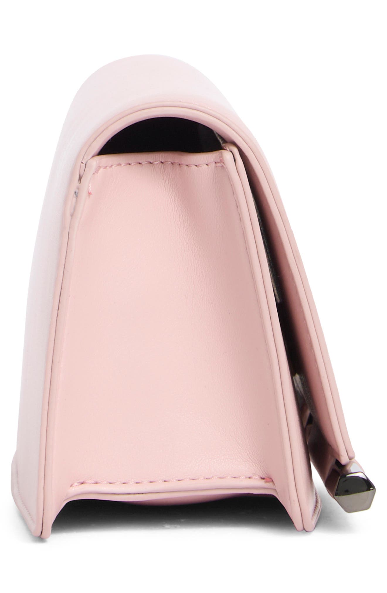 Bar Hardware Faux Leather Clutch, Alternate, color, PINK