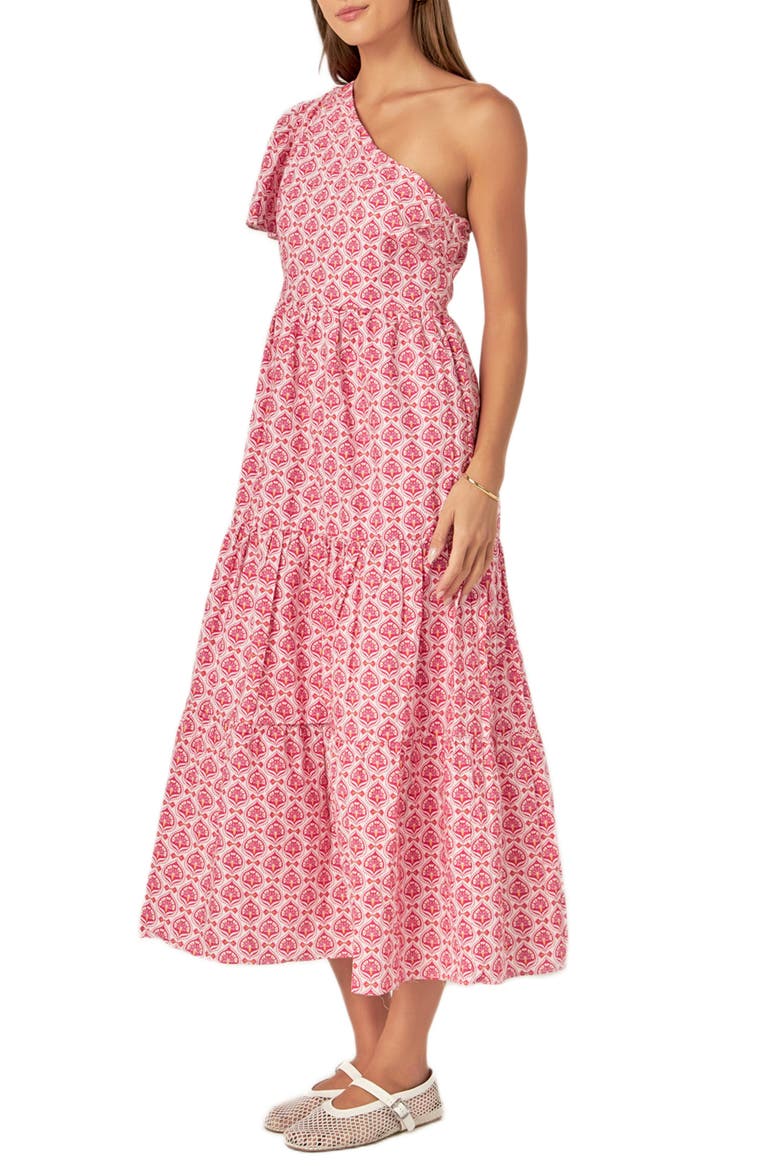 Floral One-Shoulder Cotton Maxi Dress, Alternate, color, PINK