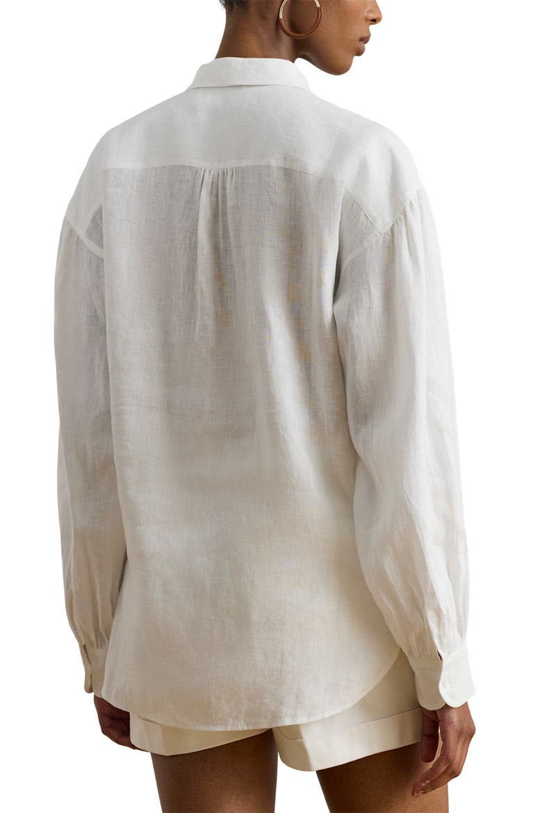 Relaxed Fit Linen Button-Up Shirt, Alternate, color, WHITE