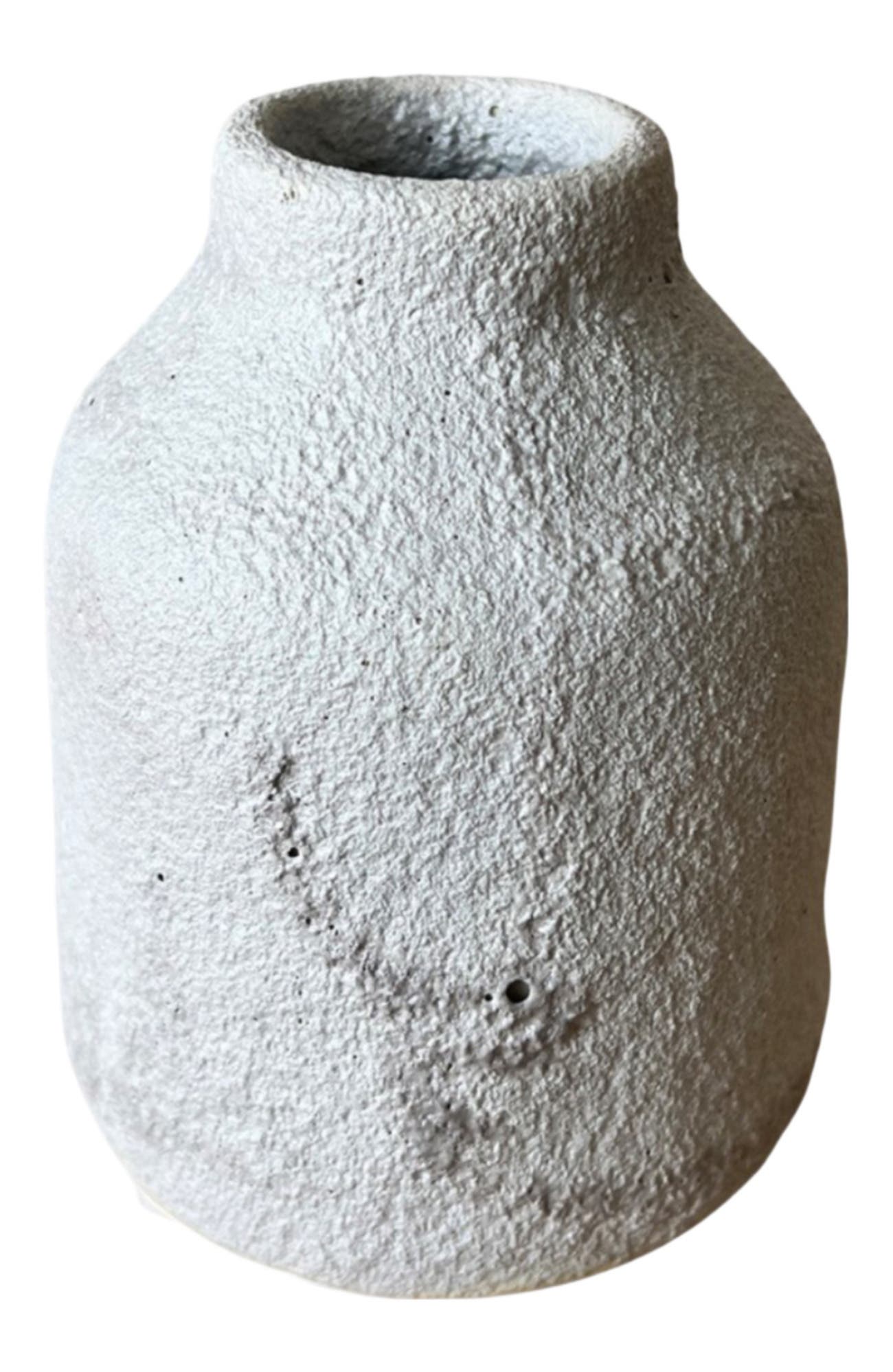 Gina DeSantis Ceramics Small Bottle Crater Vase in Grey 