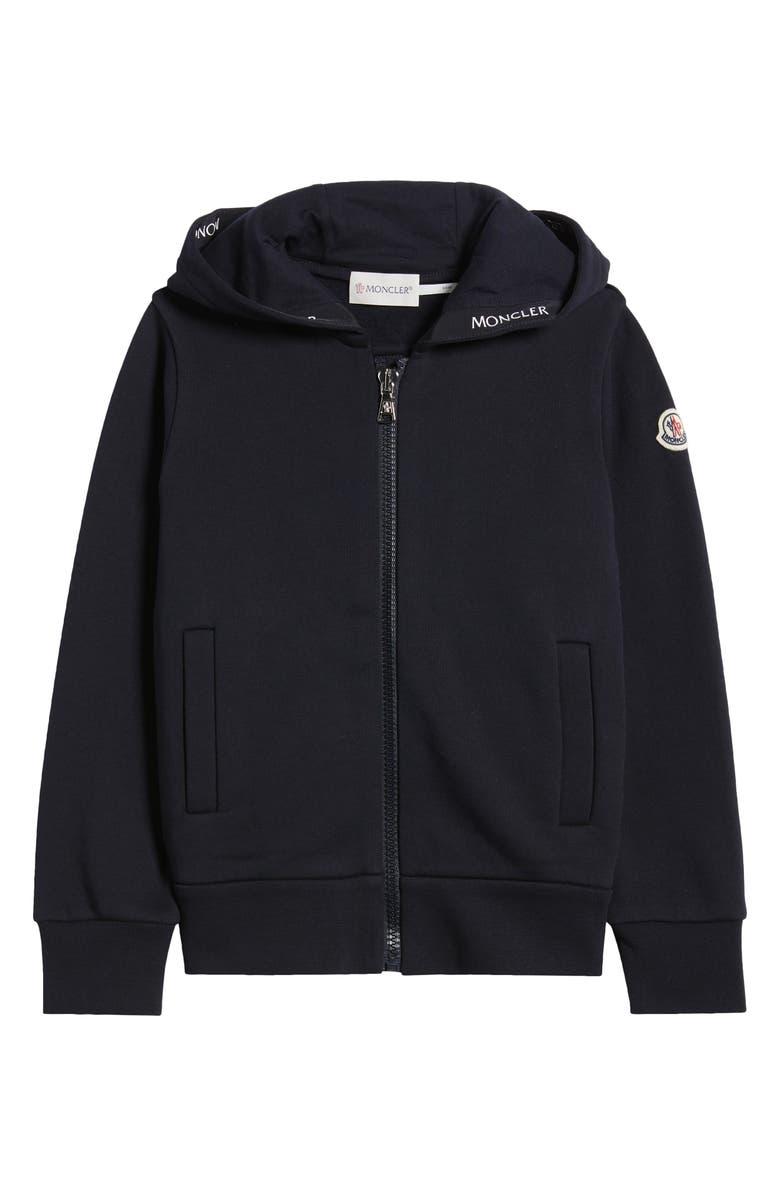 Moncler Kids' Logo Full Zip Hoodie, Main, color, Navy
