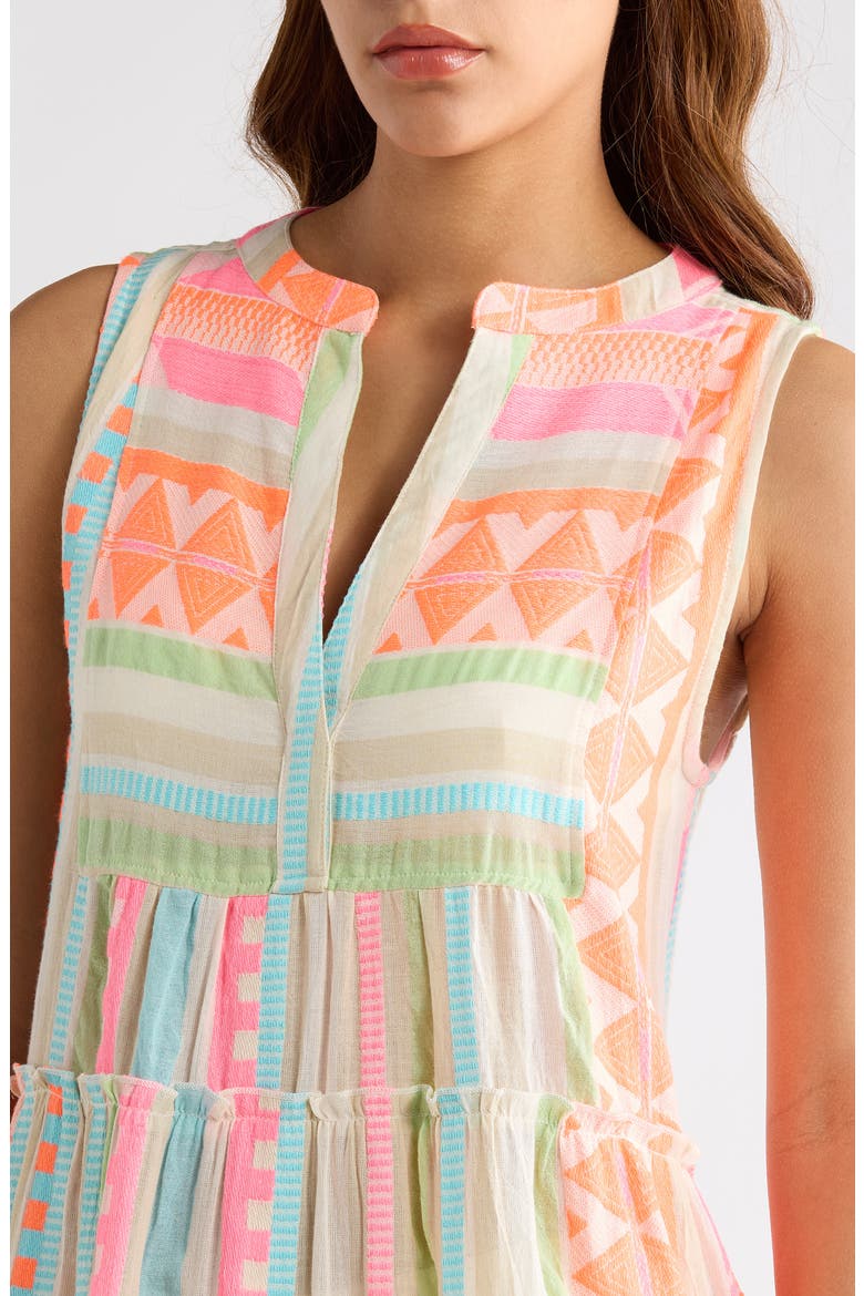 Babydoll Cover-Up Minidress, Alternate, color, NEON AZTEC
