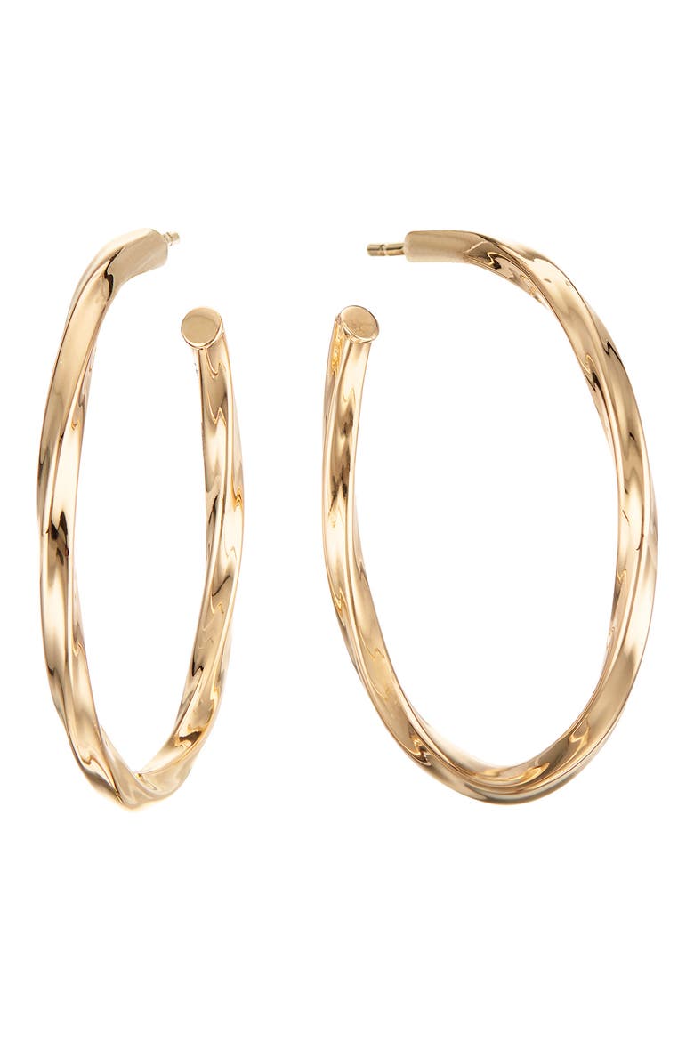 Skinny Wave Twist Royale Hoop Earrings, Main, color, YELLOW GOLD