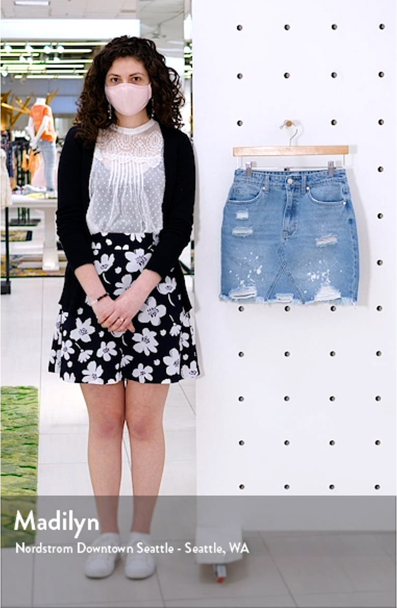 Paint Splatter Ripped Organic Denim Miniskirt, sales video thumbnail