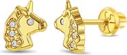 In Season Jewelry 14k Glimmering Clear Cubic Zirconia Unicorn Earrings