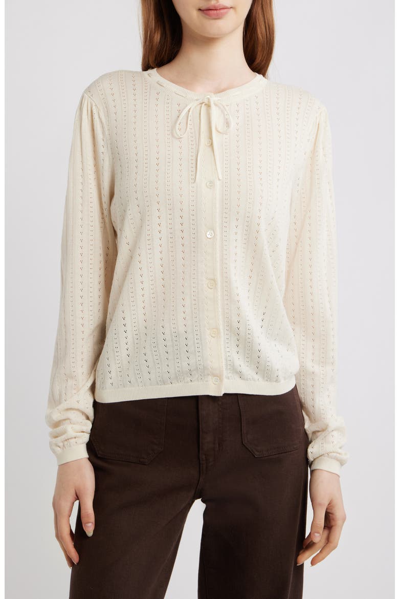 Cotton & Modal Pointelle Cardigan, Main, color, CREAM