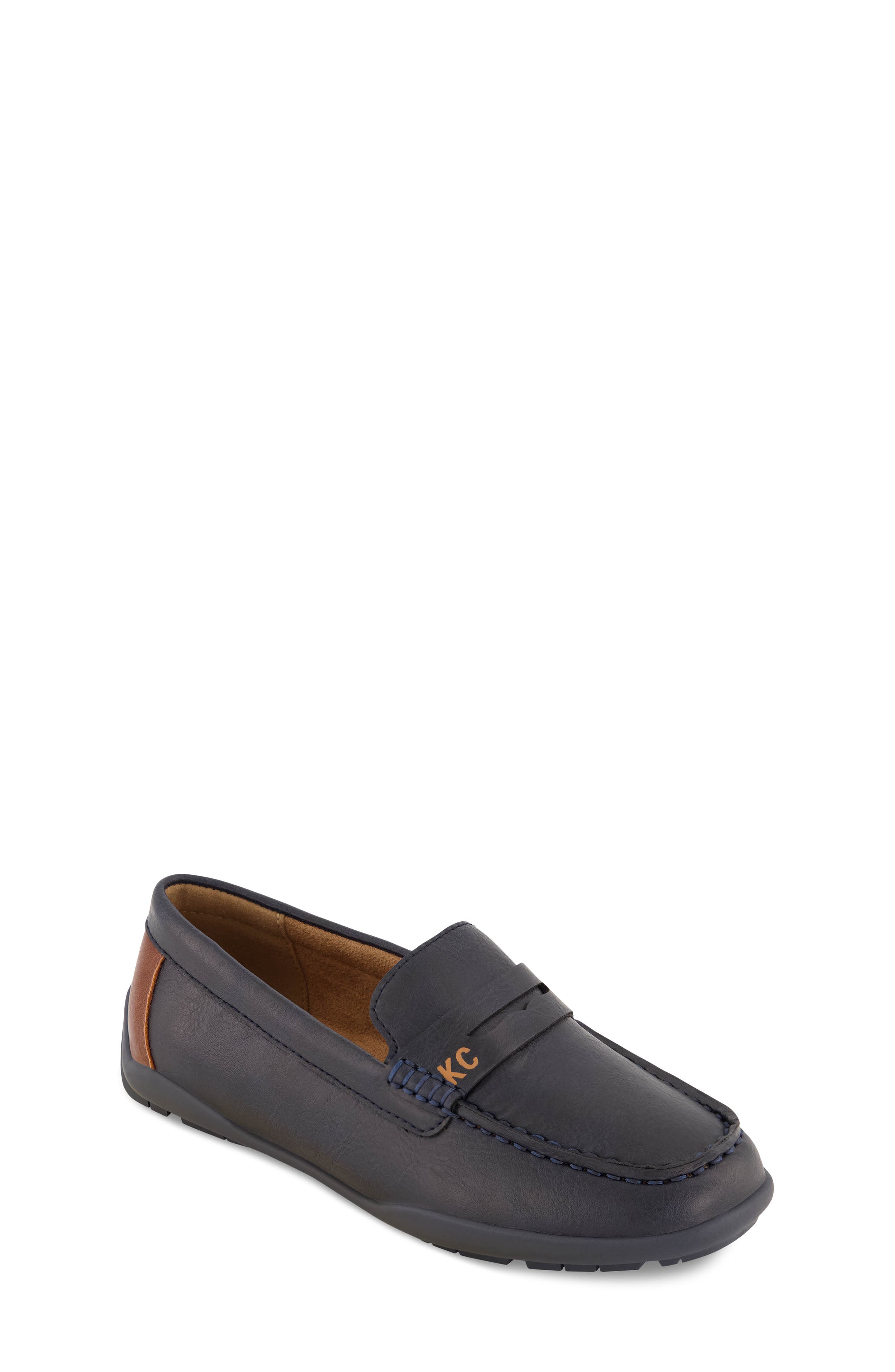Kenneth Cole Kids' Jason Penny Slip-On Loafer, Main, color, Navy