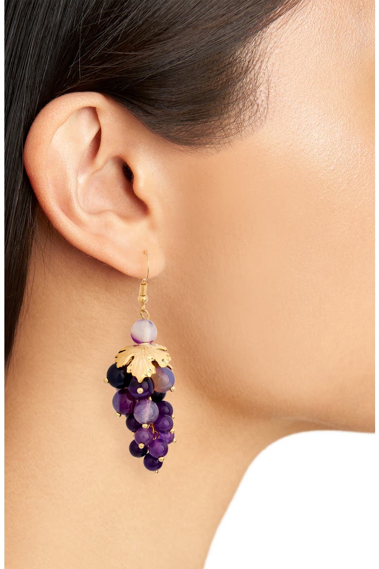 Genesis Grape Bunch Drop Earrings, Alternate, color, PURPLE