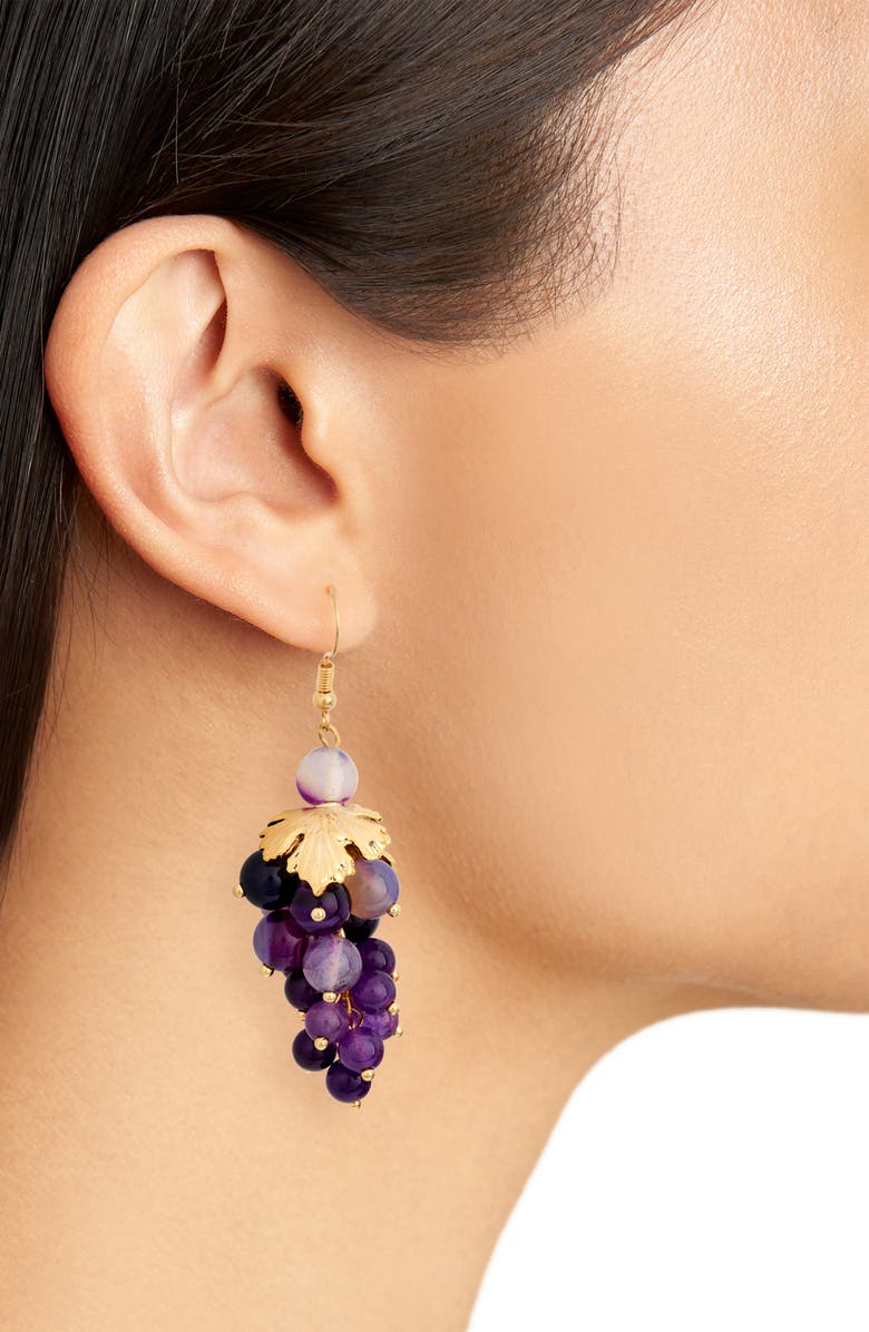 EYE CANDY LOS ANGELES Genesis Grape Bunch Drop Earrings, Alternate, color, Purple