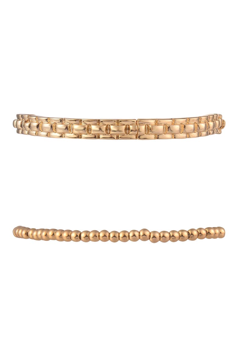 Set of 3 Beaded Stretch Bracelets, Alternate, color, GOLD