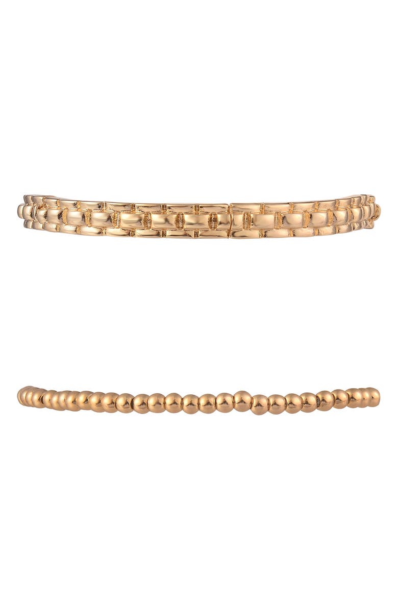 RACHEL Rachel Roy Set of 3 Beaded Stretch Bracelets, Alternate, color, Gold