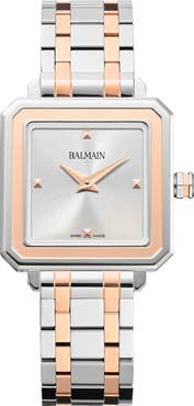 Balmain Eirini Square Two-Tone Bracelet Watch, 26mm