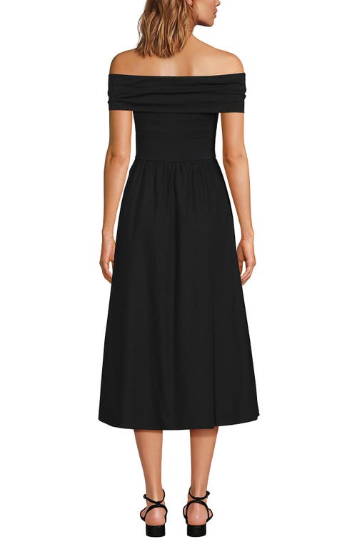 LANDS' END LANDS' END OFF THE SHOULDER SLENDER MIXED MEDIA DRESS