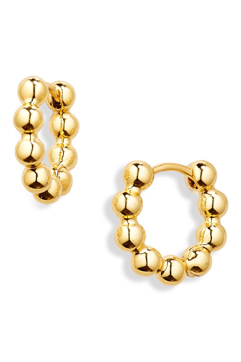 Bubble Beaded Huggie Earrings, Main, color, PALE GOLD