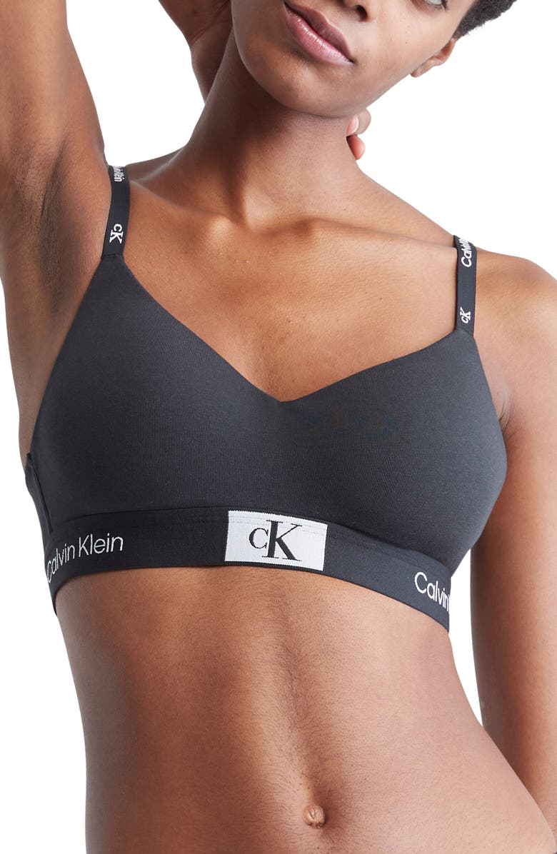 Calvin Klein 1996 Lightly Lined Stretch Cotton Bralette, Main, color,