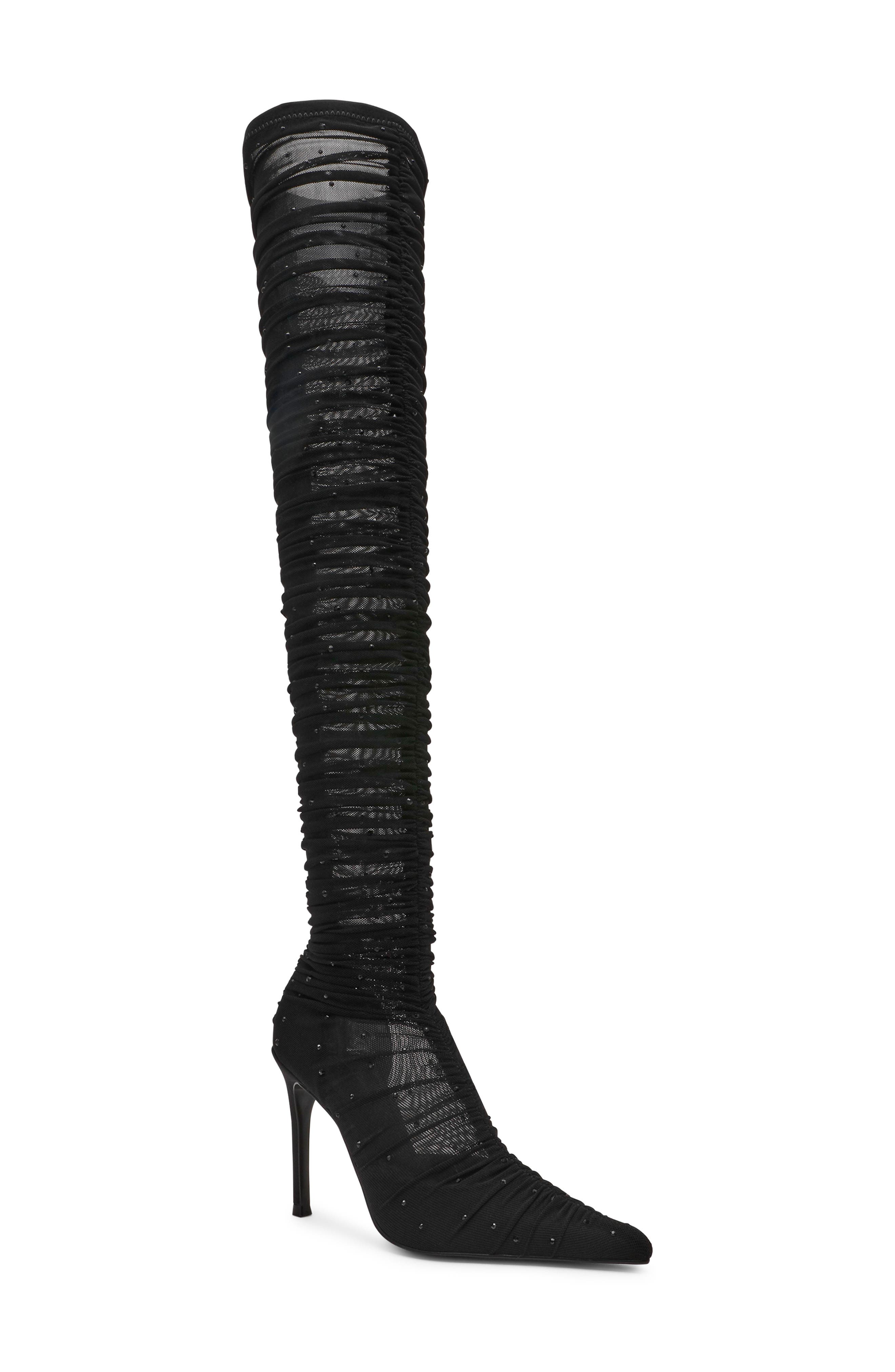 Steve Madden Rashida Sheer Mesh Over the Knee Boot, Main, color, Black Mesh