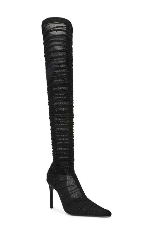 Steve Madden Rashida Sheer Mesh Over The Knee Boot In Black