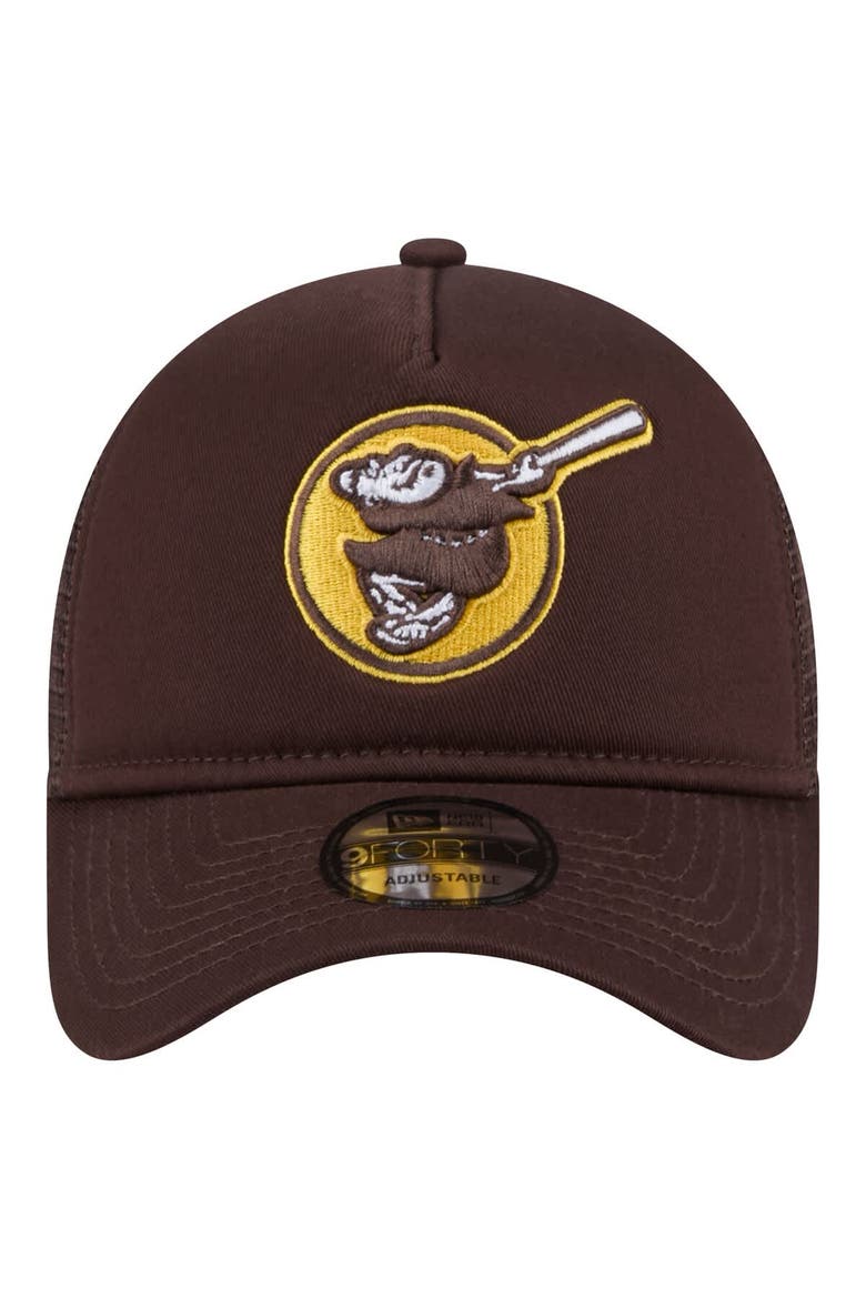 Men's New Era Brown San Diego Padres 9FORTY A-Frame Trucker Adjustable Hat, Alternate, color, Brown