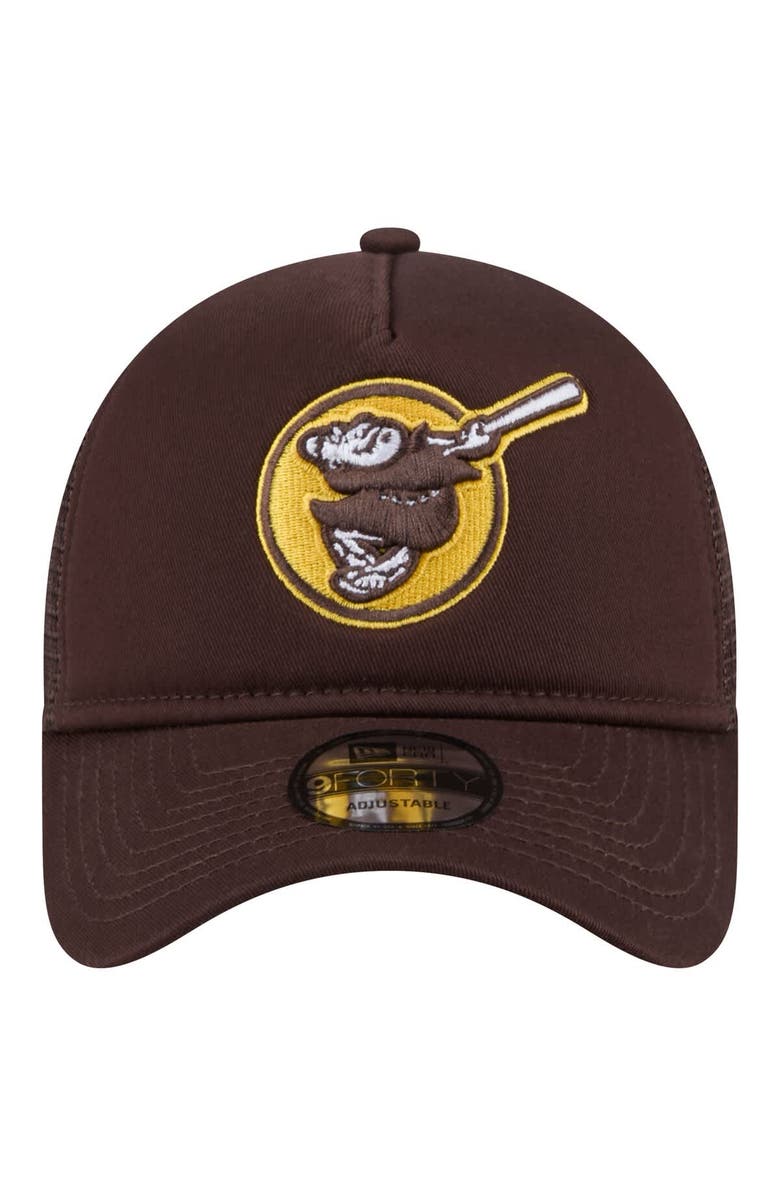 New Era Men's New Era Brown San Diego Padres 9FORTY A-Frame Trucker Adjustable Hat, Alternate, color, Brown
