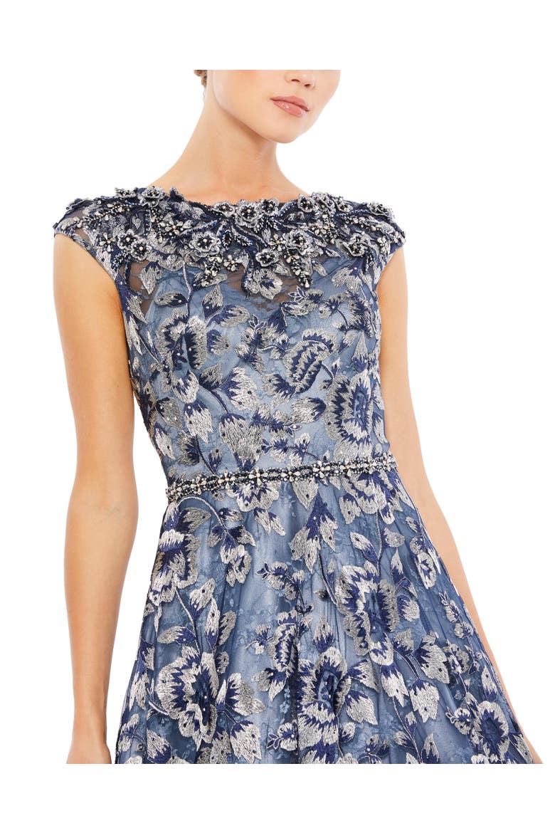 Embellished Cap Sleeve High Neck Ballgown, Alternate, color, Blue