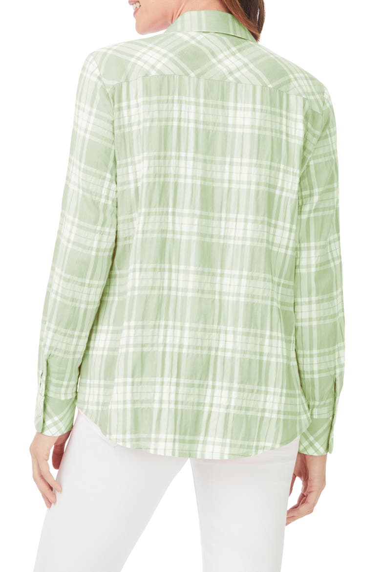 Rhea Plaid Tunic Blouse, Alternate, color, SEA MIST