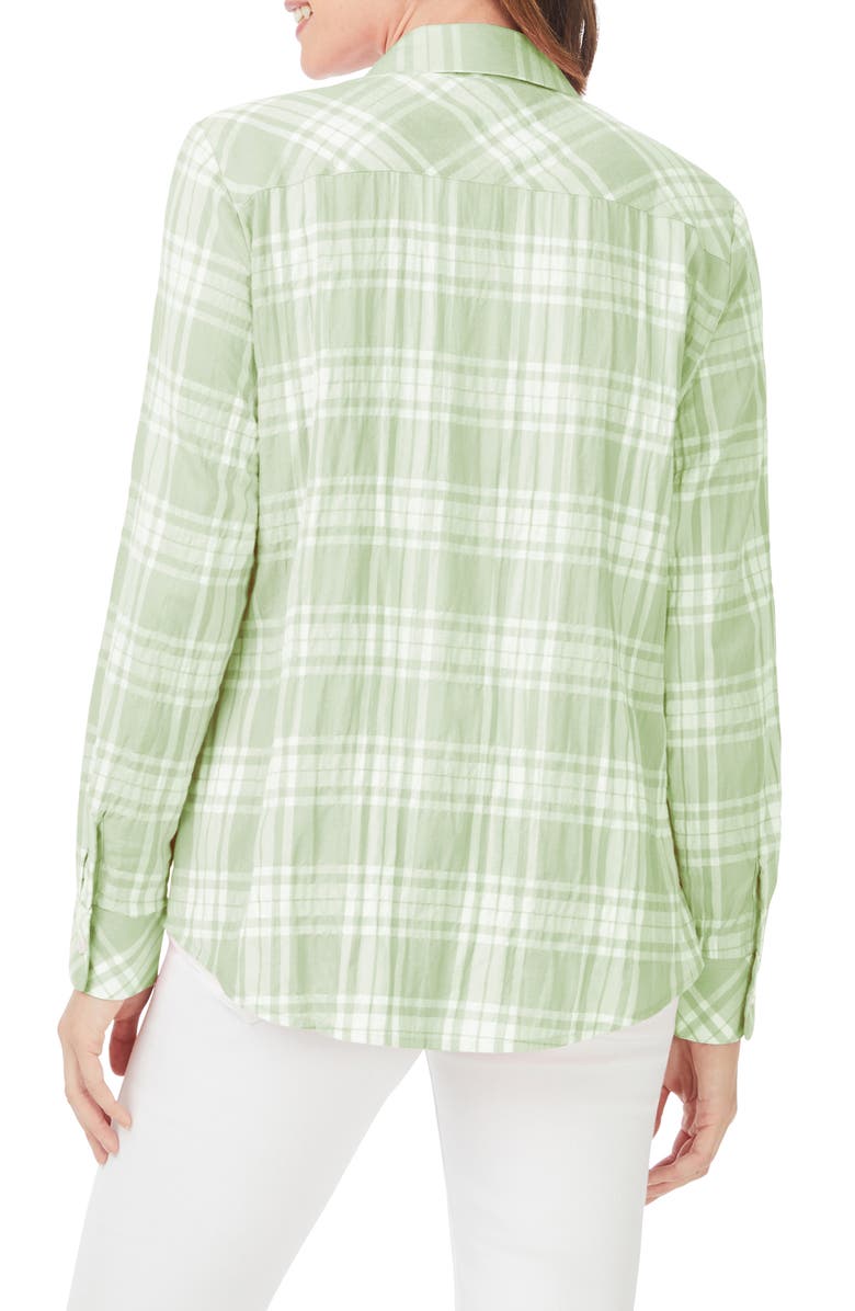 Foxcroft Rhea Plaid Tunic Blouse, Alternate, color, Sea Mist