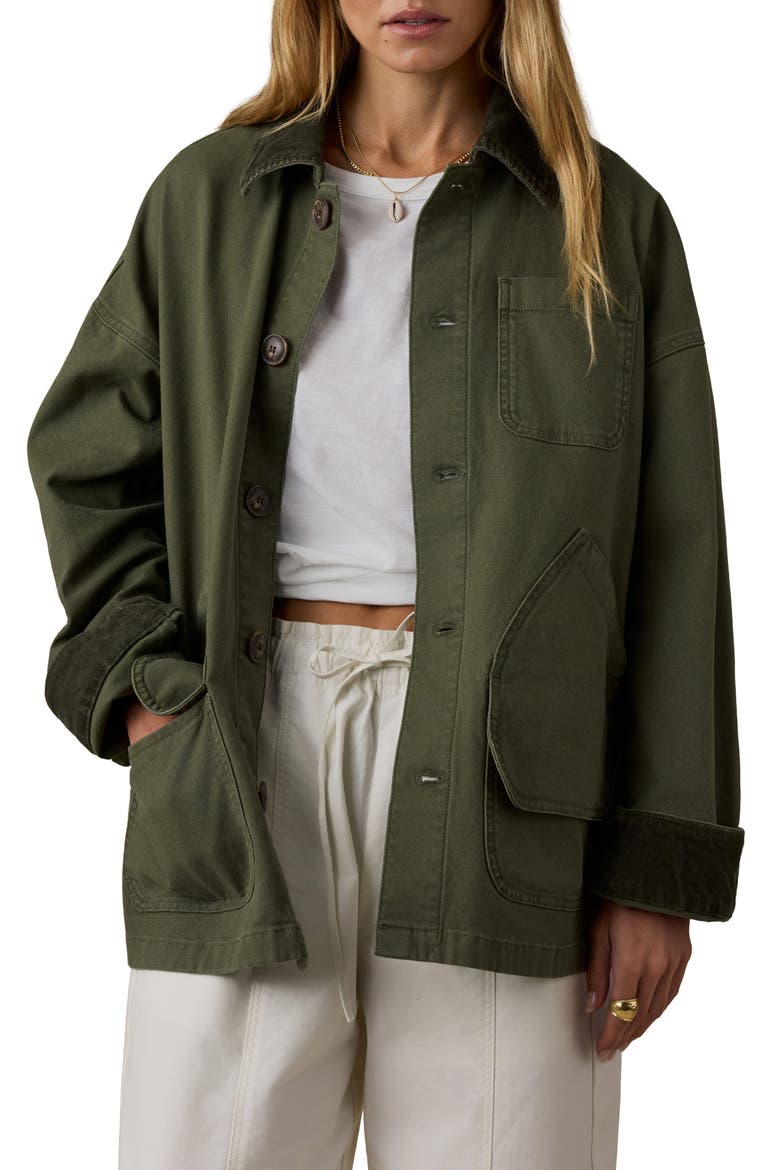Sunwashed Canvas Barn Jacket, Main, color, OLIVE NIGHT