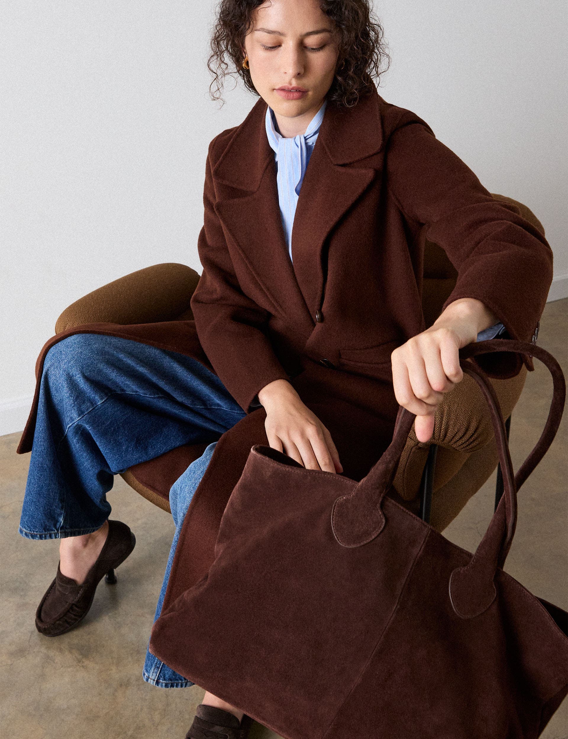 Leandra Suede Tote Bag, Alternate, color, Chocolate